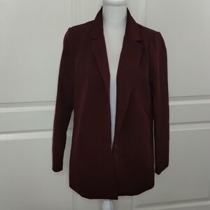 Missguided women's size 6 long blazer open jacket maroon/burgundy